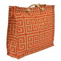 15-  ORANGE & TAN GREEK KEY JUTE BAG